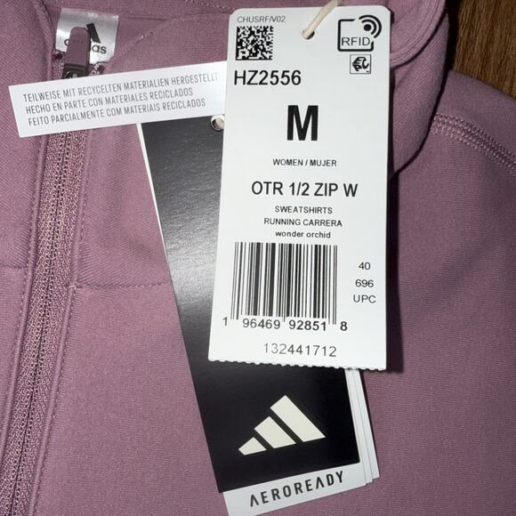 Adidas Women Own the Run Half-Zip Jacket Medium In Wonder Orchid NEW NWT - Picture 4 of 6